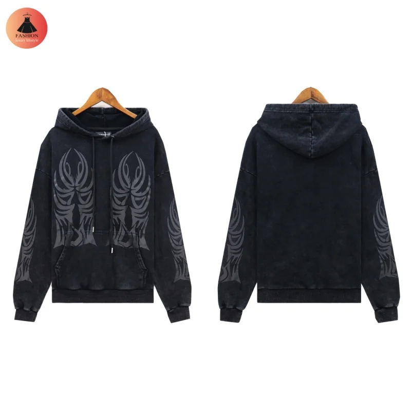 Trend Vintage Who Decides War Winter Hip Hop Print Pattern High Quality Mens Womens Casual Washed Hoodie Coats