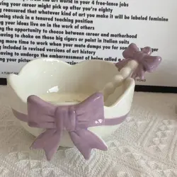 Ceramic Instagram Bowl Cute Girl Heart Bow Home Tableware Spoon Home High Temperature Resistant Candy Box Storage Salad Bowl