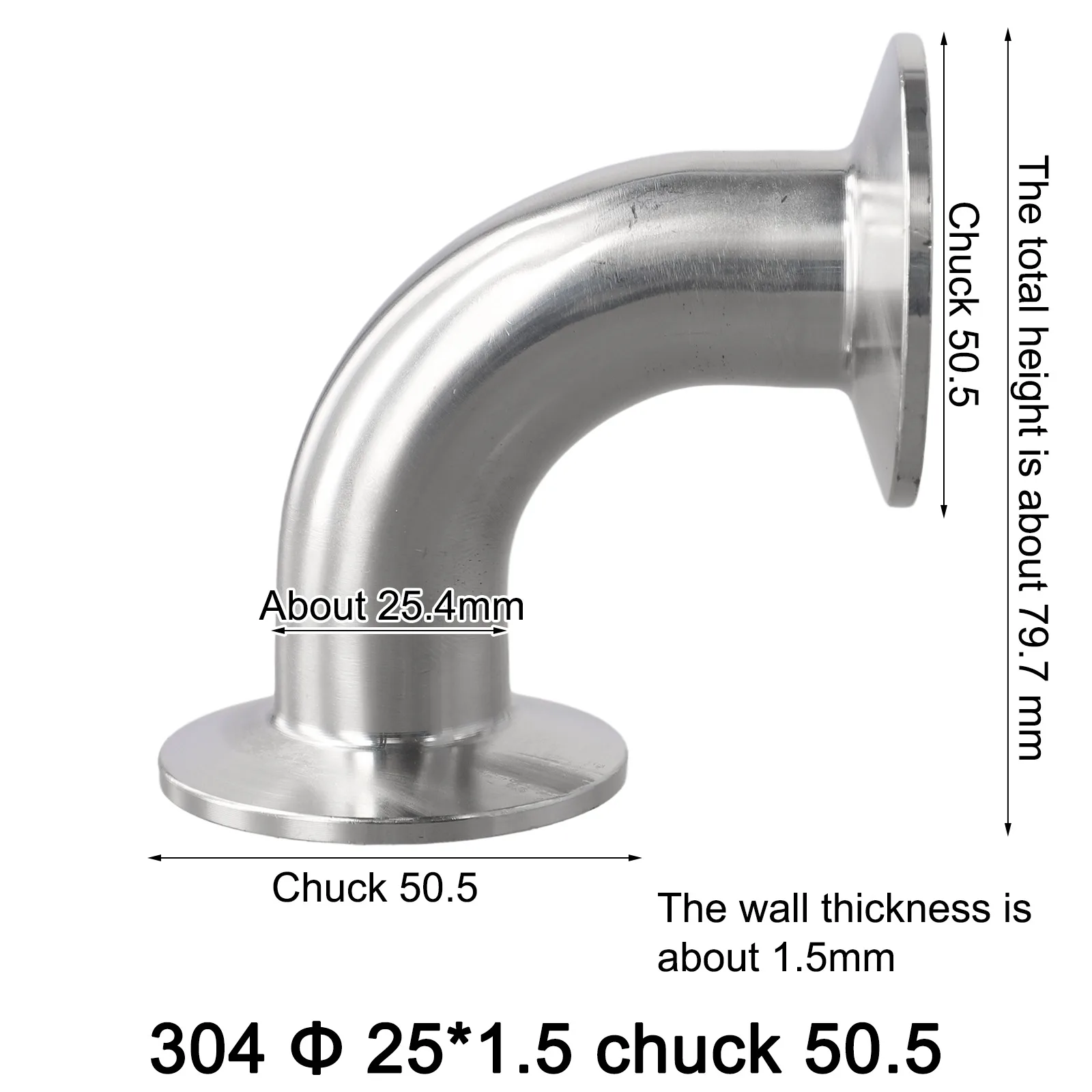 Elbow 90 Degree 19mm-102mm Tube OD Sanitary Stainless Steel Tri Clamp Connector Pipe Fitting Adapter