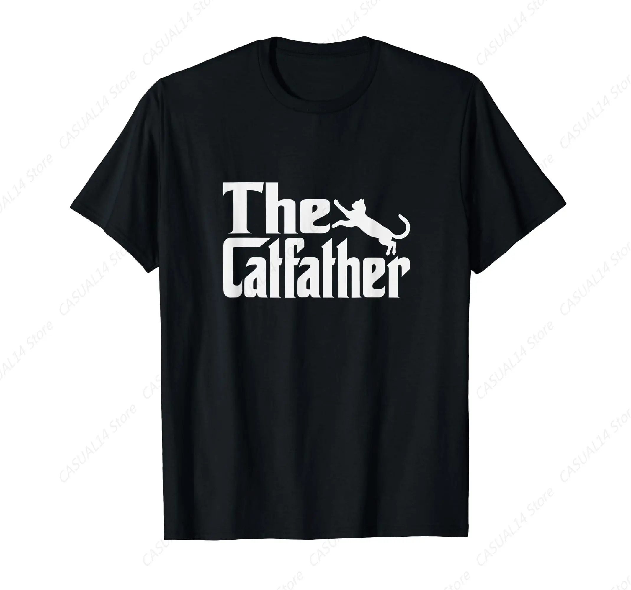 

Mens Cat Father Kitty Dad Fathers Day Meow Feline T-Shirt
