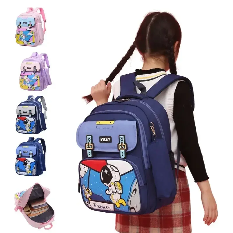 Fashionable Cartoon Elementary School Bookbags para crianças, grande capacidade, vários compartimentos e mochila lápis