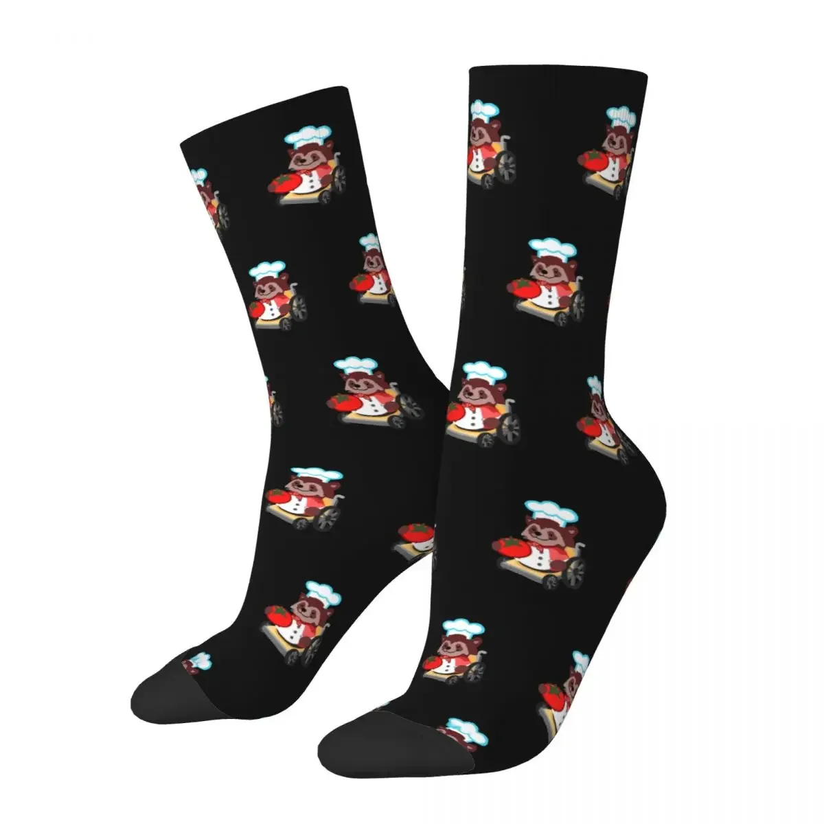 Chaussettes longues en forme de raton laveur pour hommes et femmes, bas de qualité Harajuku, chaussettes mignonnes, chaussettes de fauteuil roulant trop cuites, cadeau de chef, toutes saisons, accessoires pour cadeaux unisexes