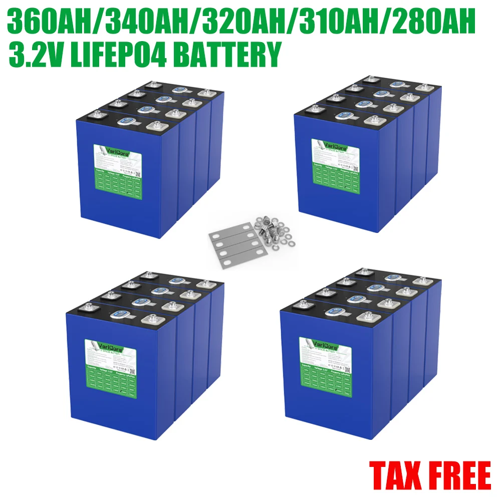 3.2 فولت 360 أمبير/340 أمبير/320 أمبير 310AH LiFePO4 بطارية قابلة للشحن لتقوم بها بنفسك 12 فولت 24 فولت 48 فولت RV قارب جولف الطاقة الشمسية التخييم واجب خالية من الصف أ