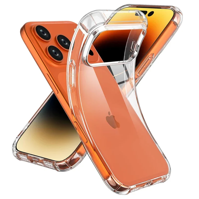 

Shockproof Clear Phone Case For iPhone 16 15 Pro Max 17 Air 16E Silicone Soft Cover For iPhone 14 13 12 Pro Max Plus Mini Case
