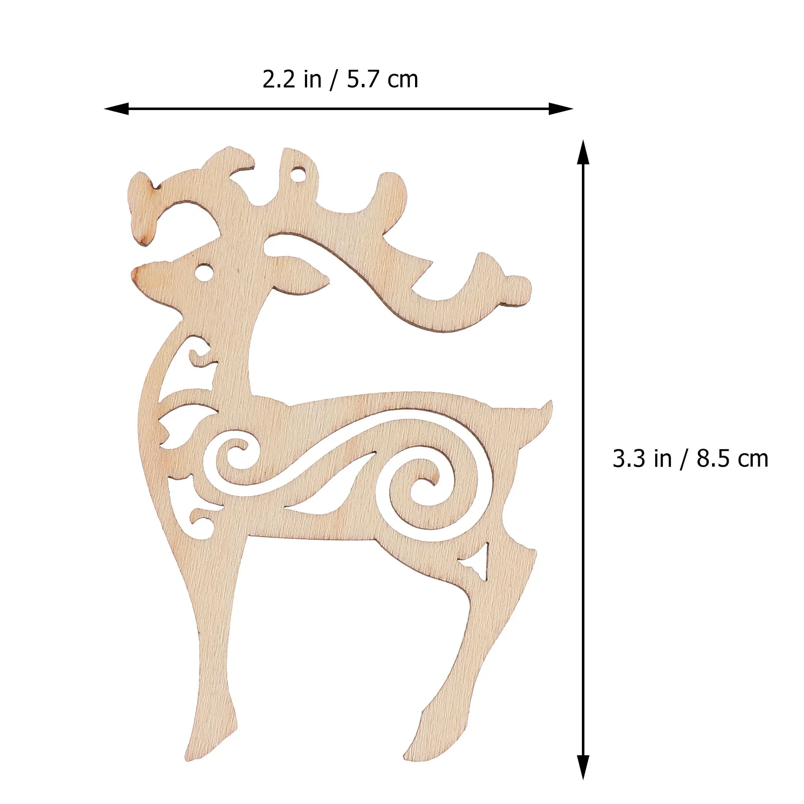 

10Pcs Reindeer Wooden Slices Hanging Decorative Ornaments Lightweight DIY Craft Christmas Pendant Wooden Cutouts
