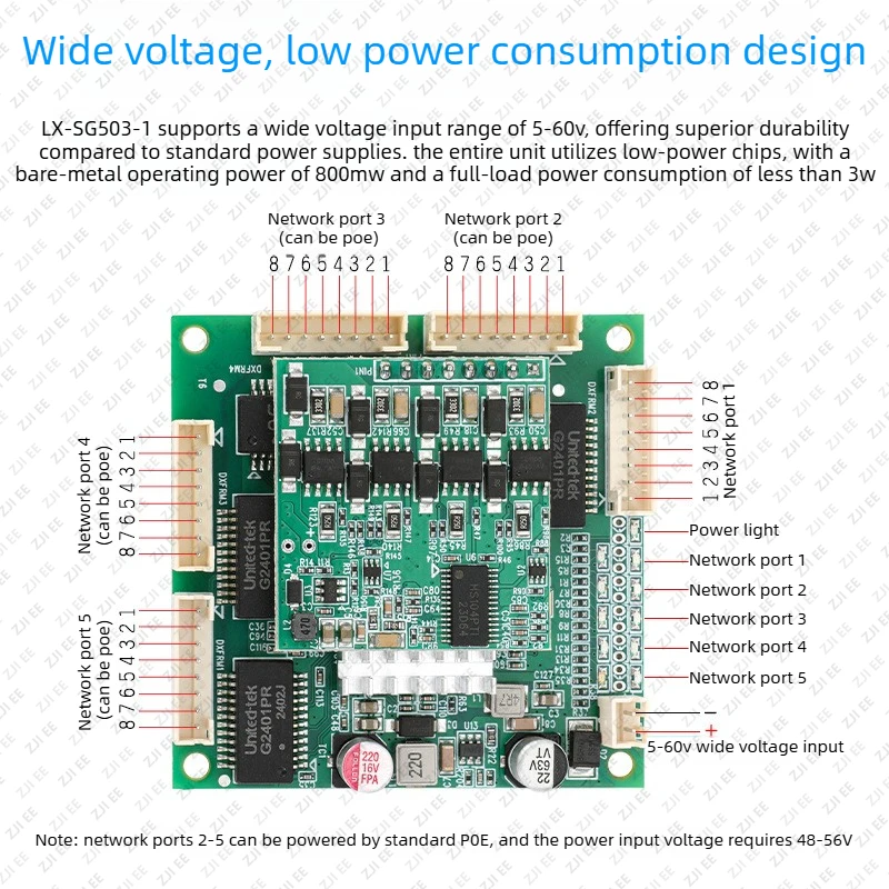 lx-sg503-1-産業グレード-5-ポートギガビットスイッチモジュールオンボードピンケーブルインターフェース小型産業用制御メインボード