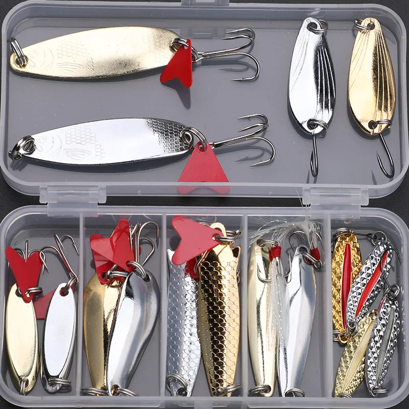 16Pc Mixed Fishing Lures Spoon Bait Metal Lure Kit Iscas Artificias Hard Bait Fresh Water Bass Pike Bait Fishing Gear Pesca