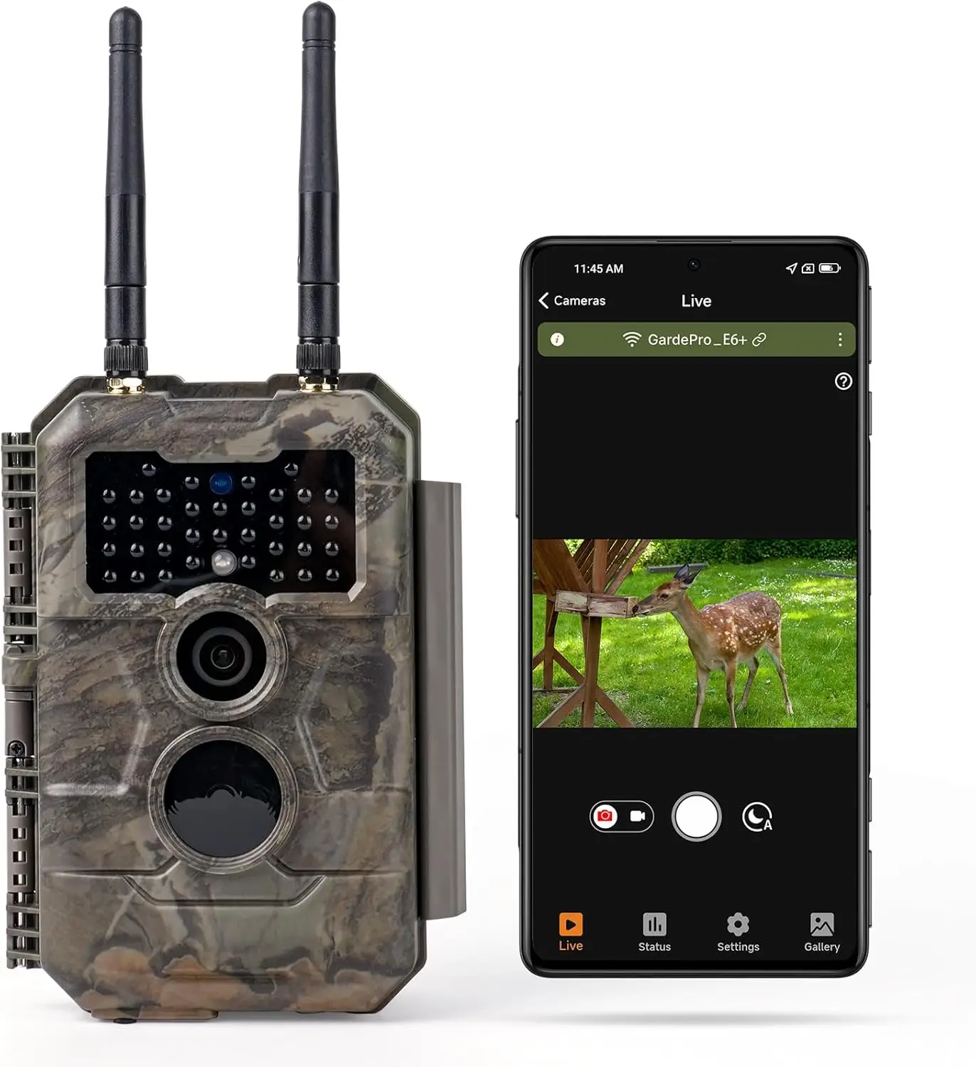 

64MP WiFi Trail Camera 165ft Range Dual Antennas No Glow Night Vision Motion Activated