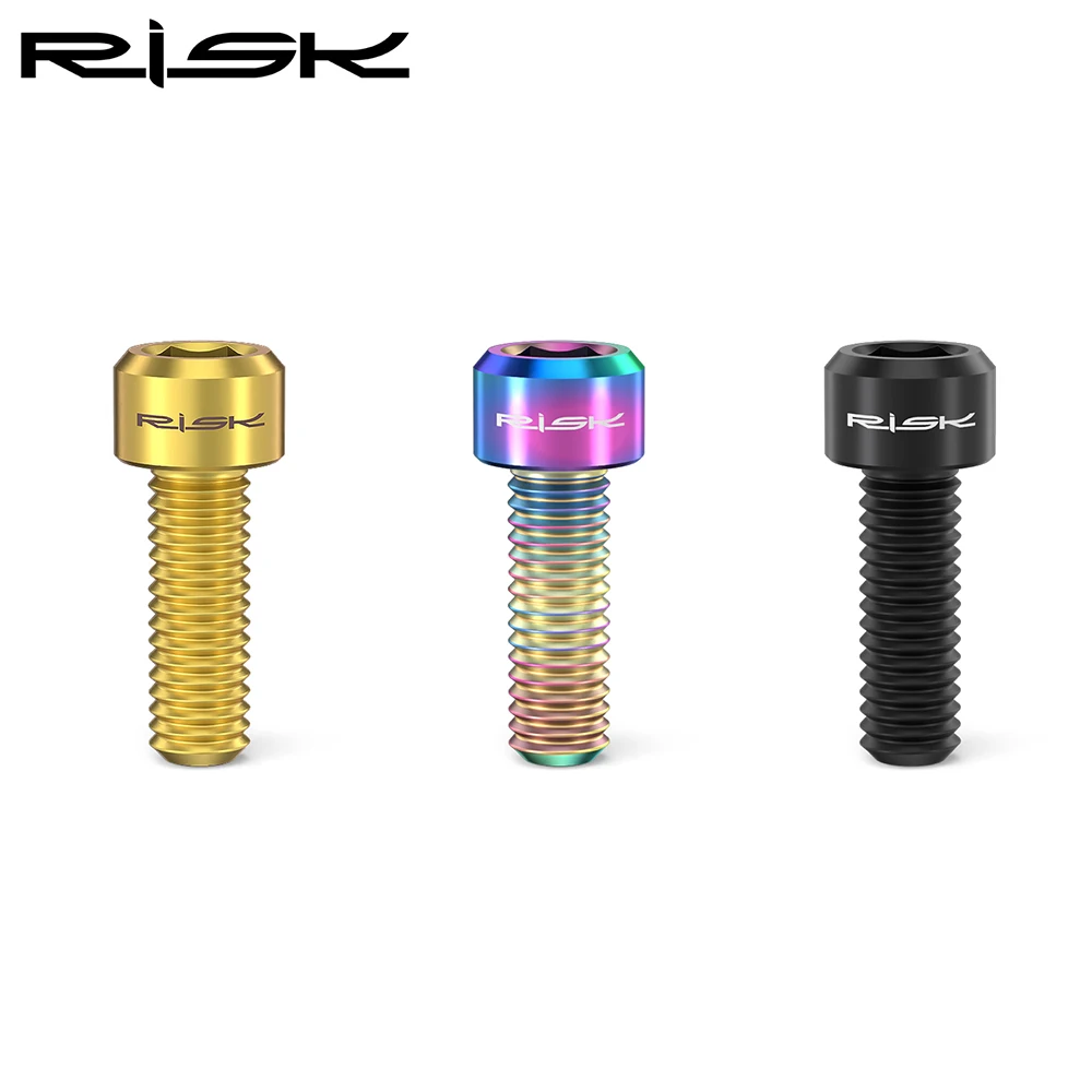 RISK 2pcs M6*18mm MTB Bicycle Titanium Alloy Crank Bolt Disc Brake Caliper Fixing Screws for Road Mountain Bike Crank Lock Screw