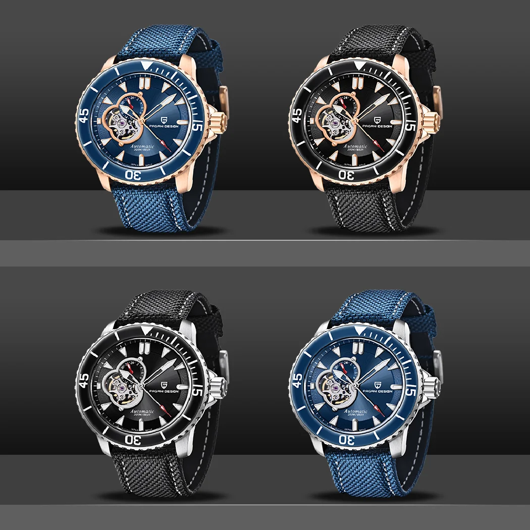 PAGANI تصميم جديد الرجال الساعات الميكانيكية ساعة أوتوماتيكية للرجال 200 متر مقاوم للماء كامل مضيئة ساعة معصم NH39 ساعة