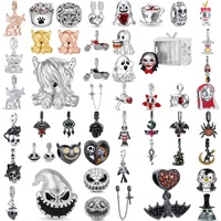 925 Silver Ghost Beads, Black Spider, Motorcycle Pendant Cross Safety Chain Suitable for Original Bracelet DIY Exquisite Jewelry