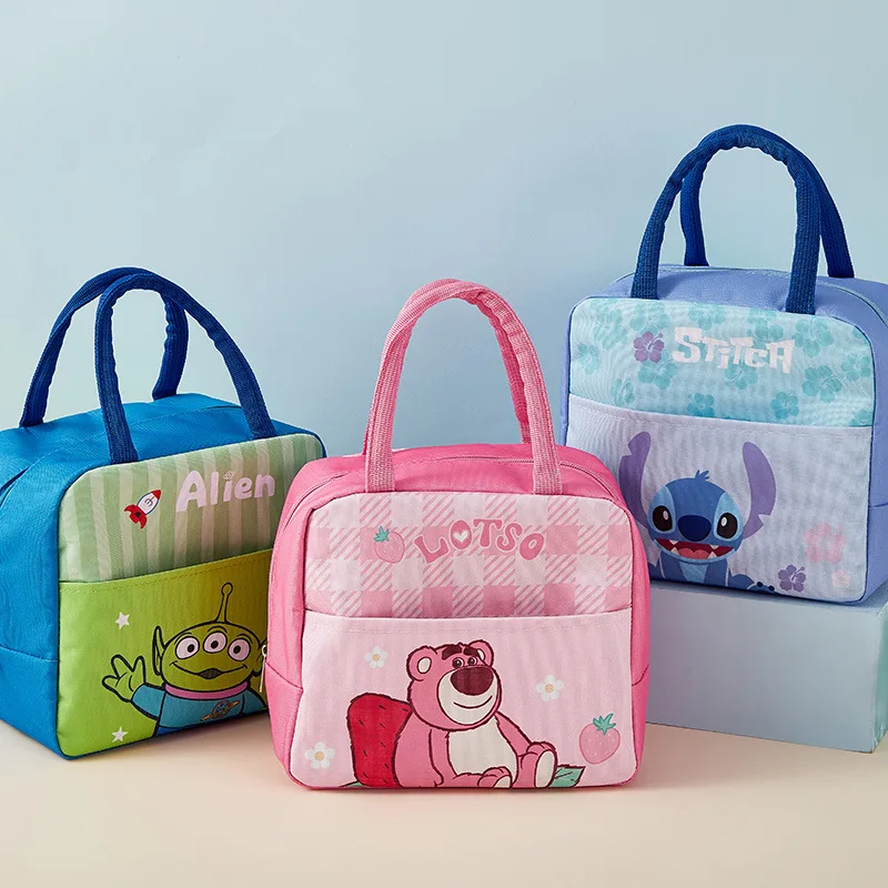 New Disney Tote Thermal lunch box bento bag Cartoon Stitch Crossbody Bag Kids Student Office Worker Bring meal picnic lunch bag