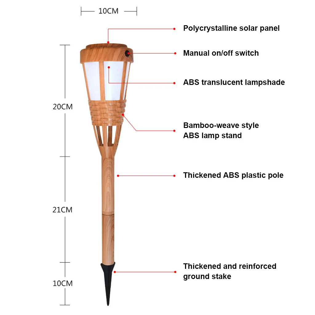 Solar Ground Lamp Flicker Flame Waterproof LED Patio Stake Backyard Walkway Lamp Outdoor Yard Exterior Landscape Pathway Light