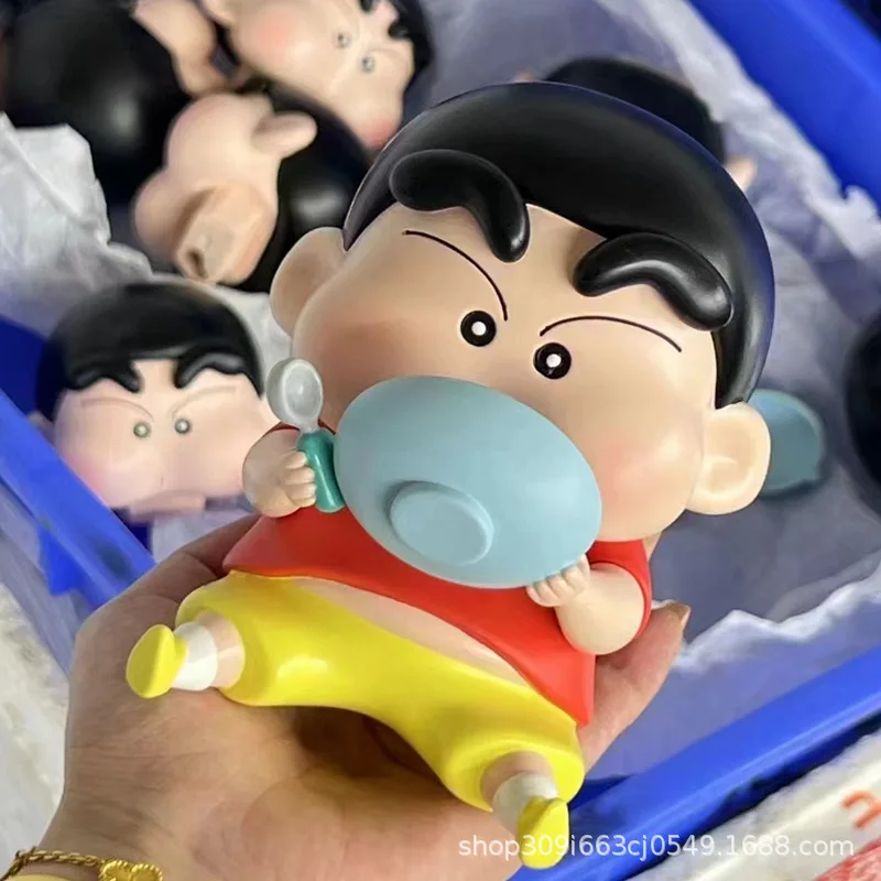 New Crayon Shin-Chan Ancient Morning Face Dinner Licking Bowl Hand Cute Doll Tabletop Decoration Toys For Kids Surprise Gift