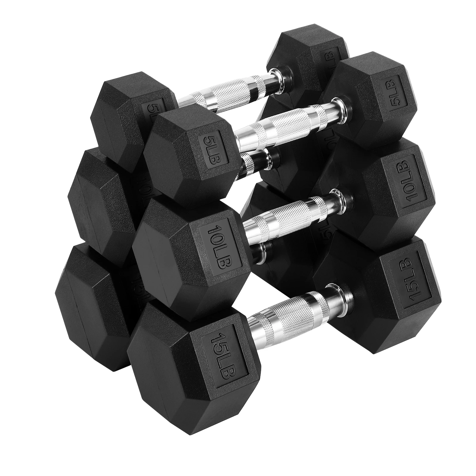 Hex Dumbbells Set with Dumbbell Rack, Rubber Coated for Weightlifting and Home Gym