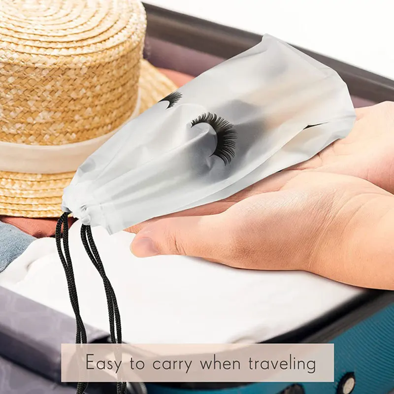 Bolsas de almacenamiento para el cuidado posterior de pestañas, bolsa de embalaje de viaje de plástico EVA impermeable con cordón, accesorios para extensiones de pestañas, 10 Uds.