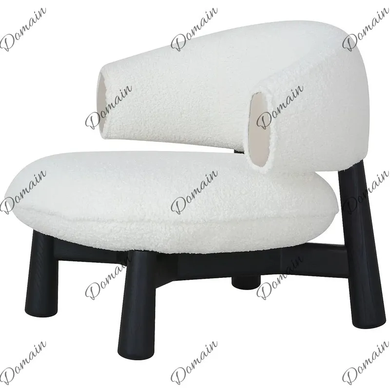 Nordic Minimalist Ash Wood Armchair, Leather Leisure Coffee Accent Chair for Living Room Balcony