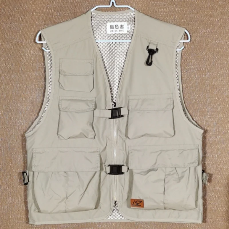 2025 Spring/Summer Autumn New workwear Outdoor vest Men's multi pocket work coach Photographer Fishing vest Shoulder