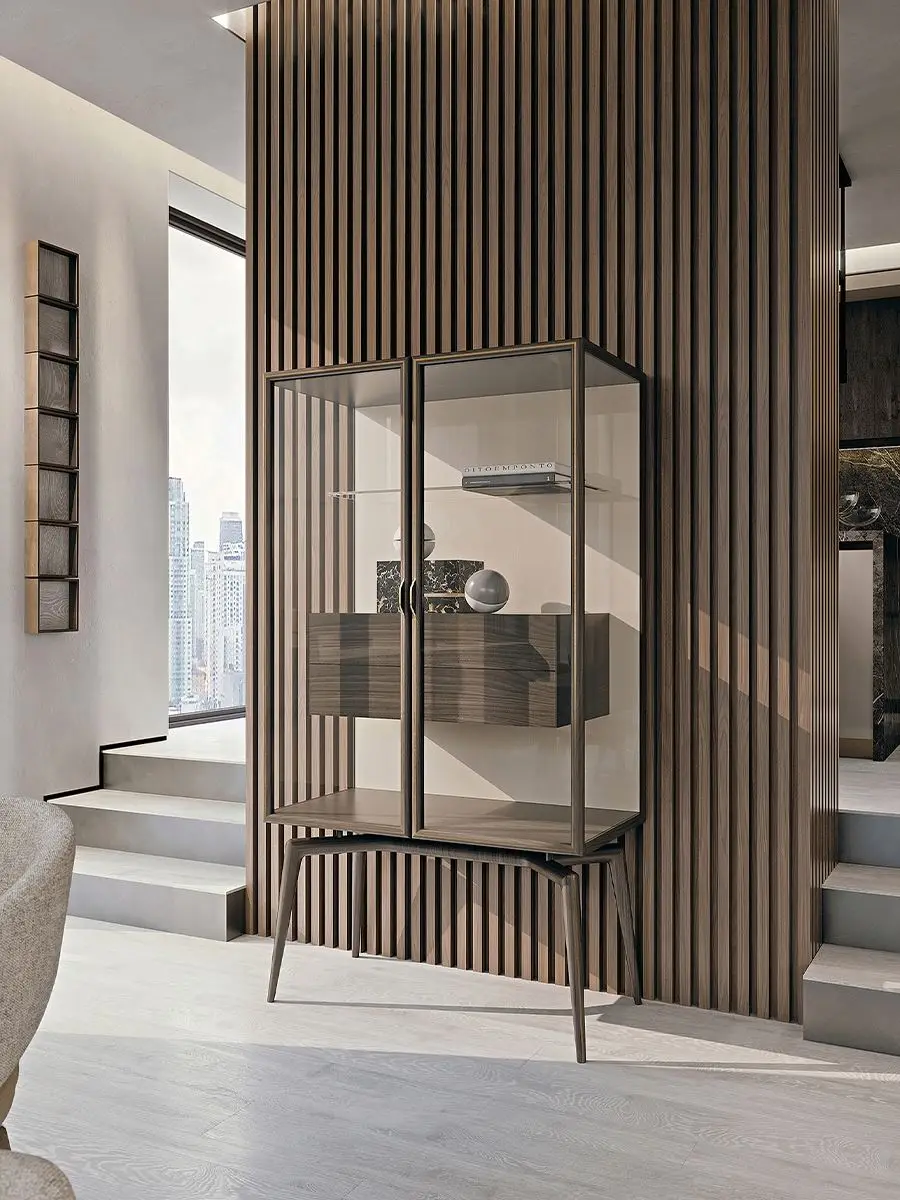 Luxury transparent glass glass decorative glass display cabinet aluminum wine rack