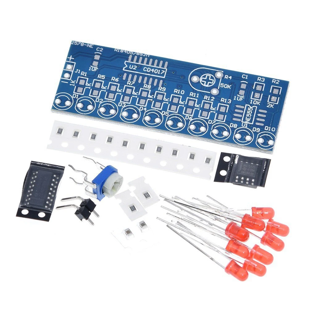 Smart Electronics Kits NE555+CD4017 LED Light Water Flowing DIY Kit Electronic Production Suite DIY Learn Electronic Principles