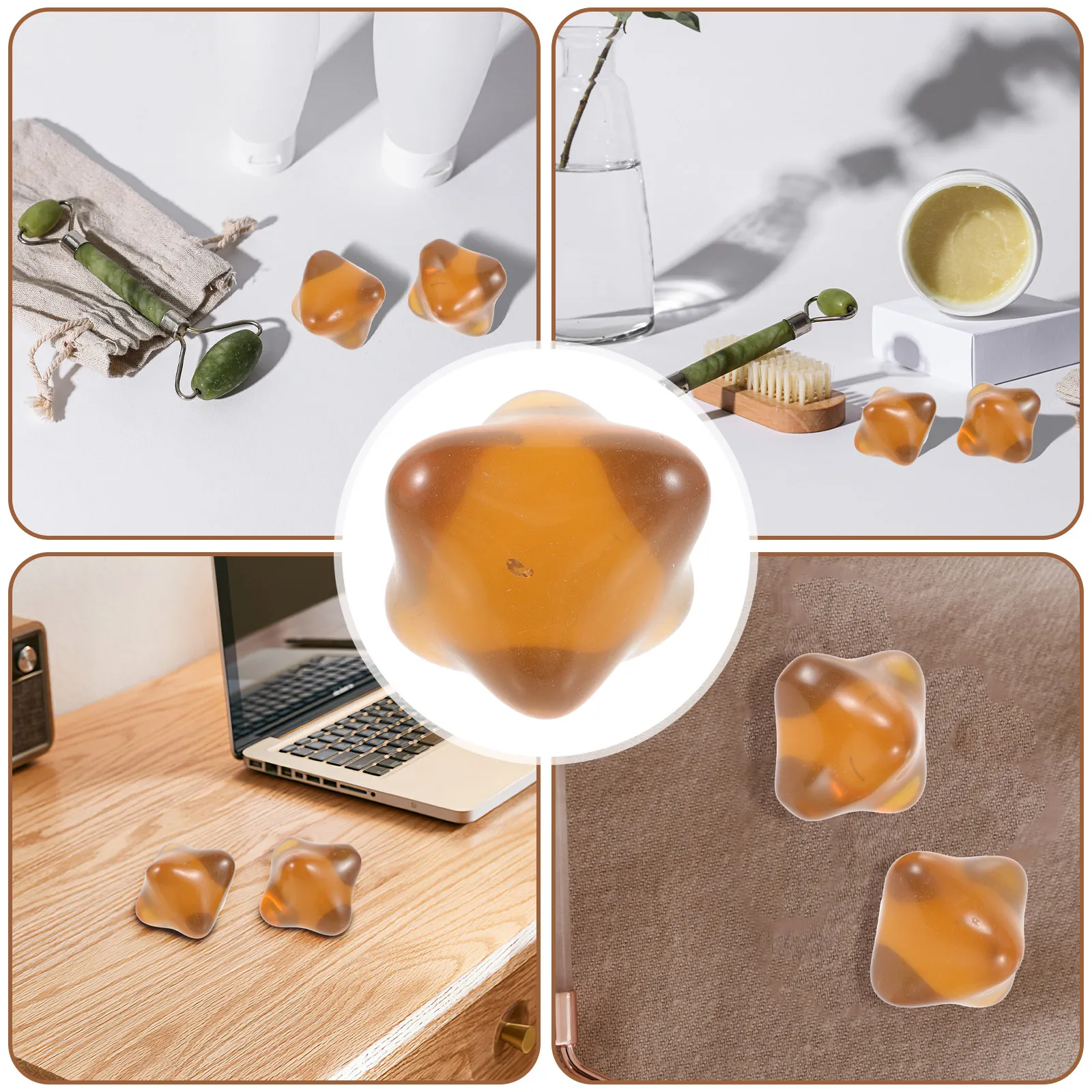 

2Pcs Beeswax Hand Massage Balls Finger Acupressure Stress Relief Exercise Rolling Balls Massage Ball Handballs