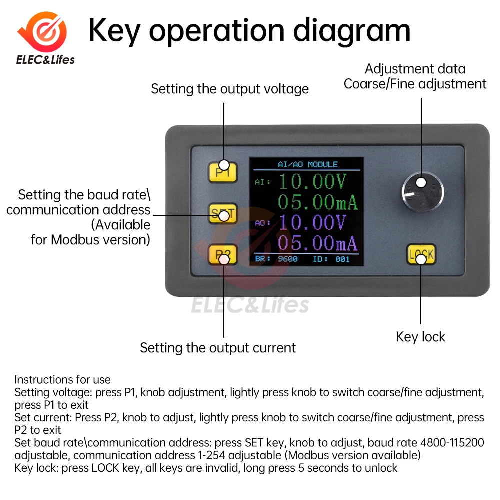 Imagem -02 - Precisão Lcd Gerador de Sinal Digital Fonte Atual Entrada Saída Analógica Medição com Modbus dc 24v 420ma Alta