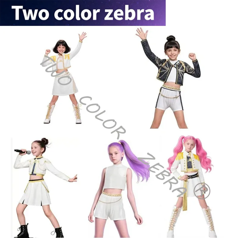 

Kinder Mädchen Kpop Dämon Jäger Rumi Zoey Mira Cosplay Kostüm Verkleidung für Kind Kleidung Roleplay Outfit Karneval Anzug