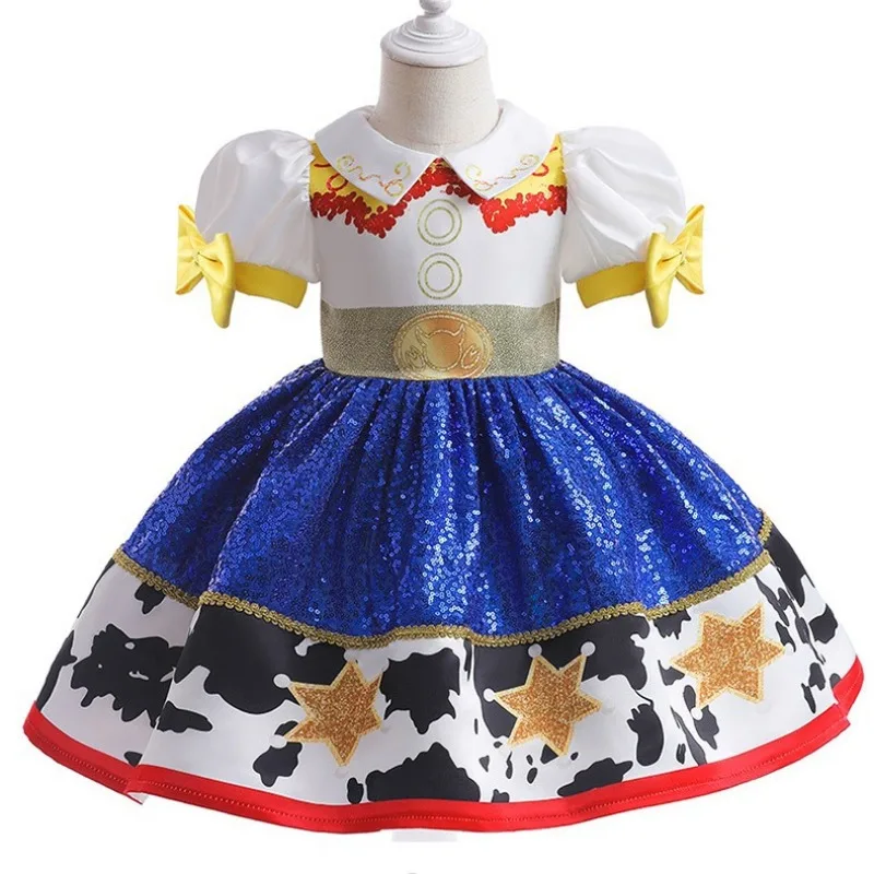 Jessie Girls Buzz Lightyear Dresses Cartoon Cow Frocks Halloween Clothes Party Dress Toy Story Vestidos Cosplay Kids Costume