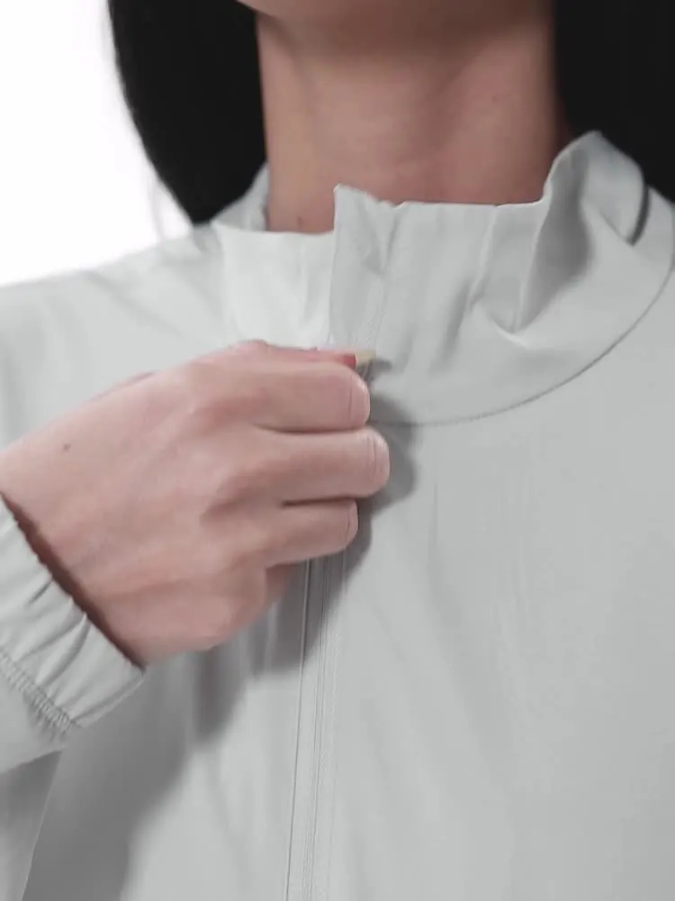 Casual Stand Up Collar Zipper Sports Jacket Loose Waist Outdoor Running Fitness Yoga Jacket Solid Color Women's Jacket New