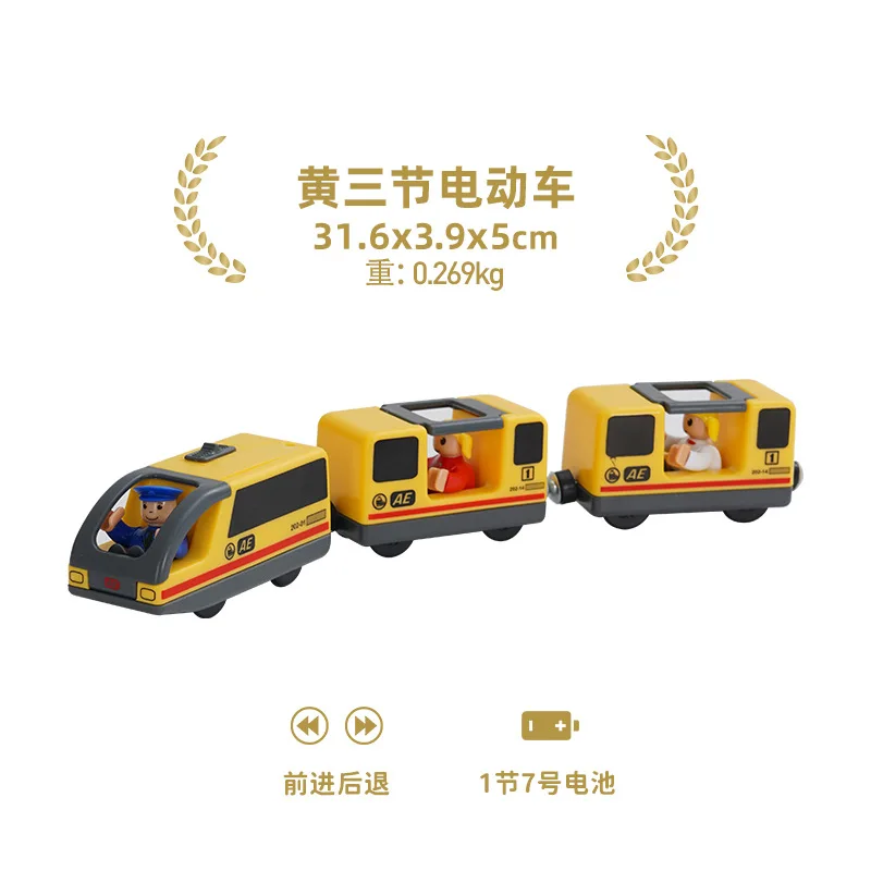 Batteriebetriebene Lokomotive, elektrisches Zug-Set, magnetisches Lokomotive-Schlitzspielzeug aus Druckguss, passend für Holzschienen-Schienenspielzeug, Holzeisenbahn