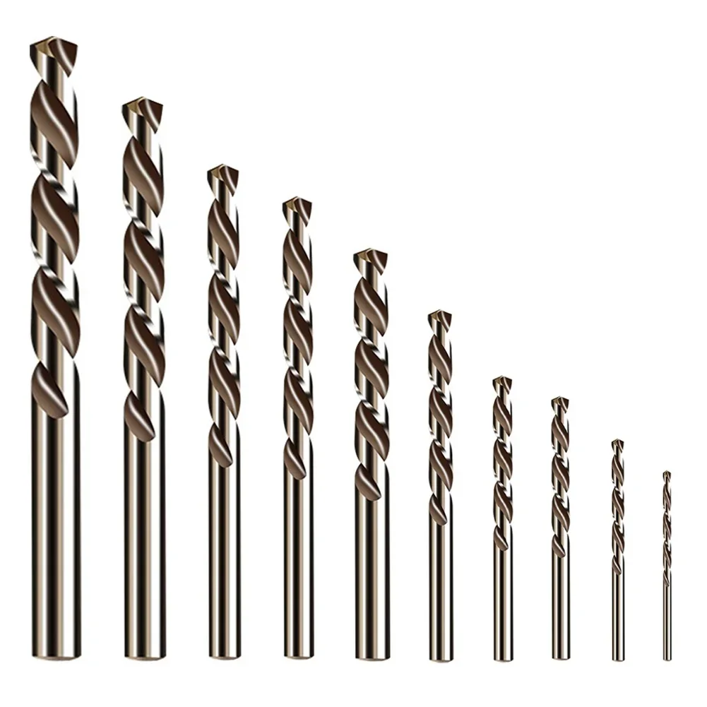 10 Pz Set 1-6mm/1-3mm T1wist Punte da trapano Acciaio ad alta velocità M35 Punte al cobalto per metallo/acciaio inossidabile/alluminio Taglierina di perforazione
