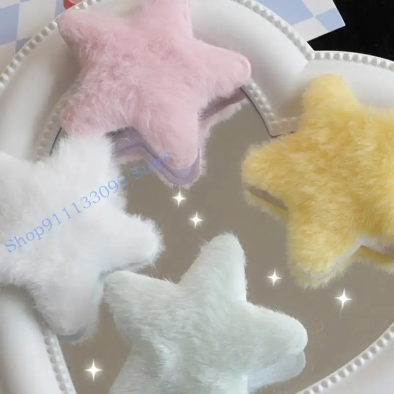 Furry Plush Star Hairpin - Y2K Style