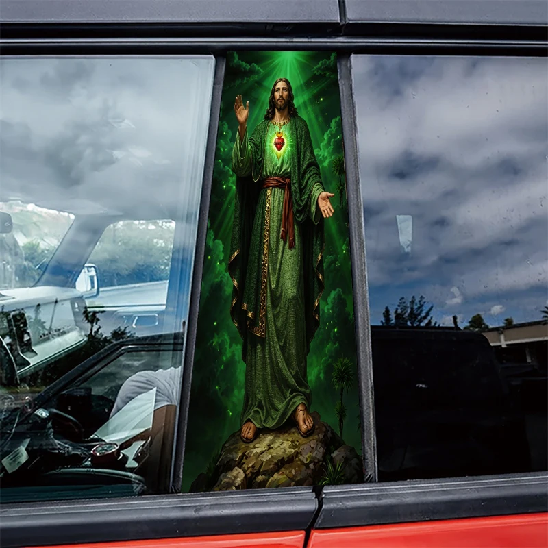 

2 штуки автомобильной защитной пленки для B-стойки, глянцевая, с изображением Святого Сердца Иисуса.