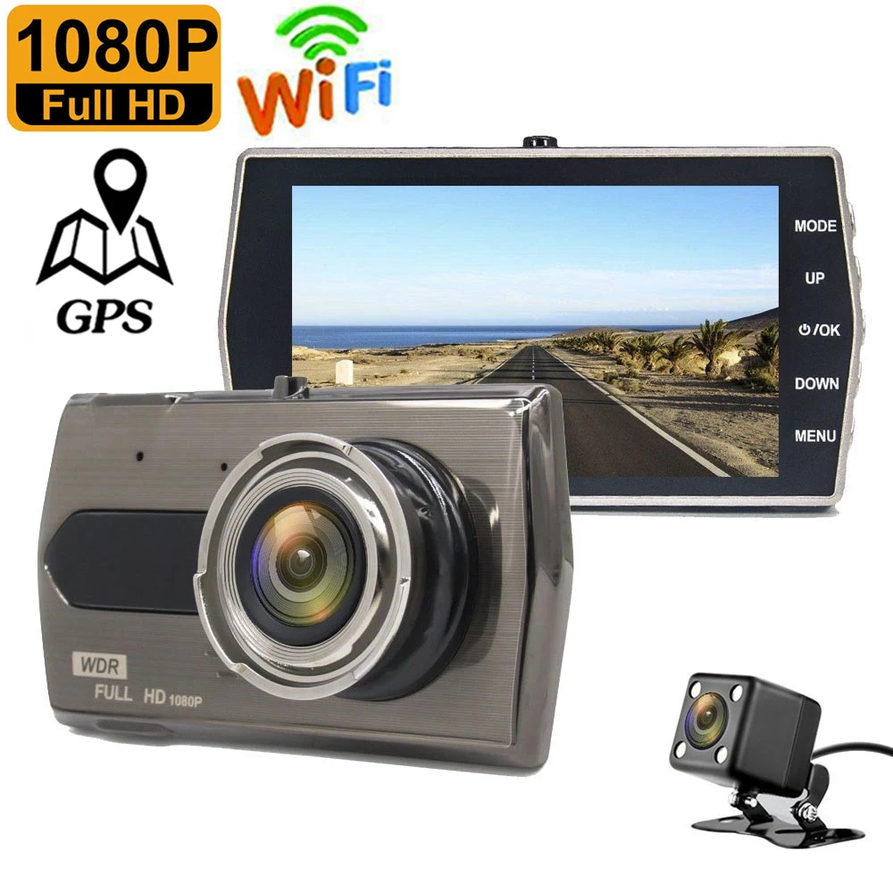 

Автомобильный видеорегистратор, WiFi GPS 1080P Full HD, видеорегистратор заднего вида, Автомобильная камера заднего вида, видеорегистратор, Автомобильный регистратор в черном корпусе, автомобильный видеорегистратор