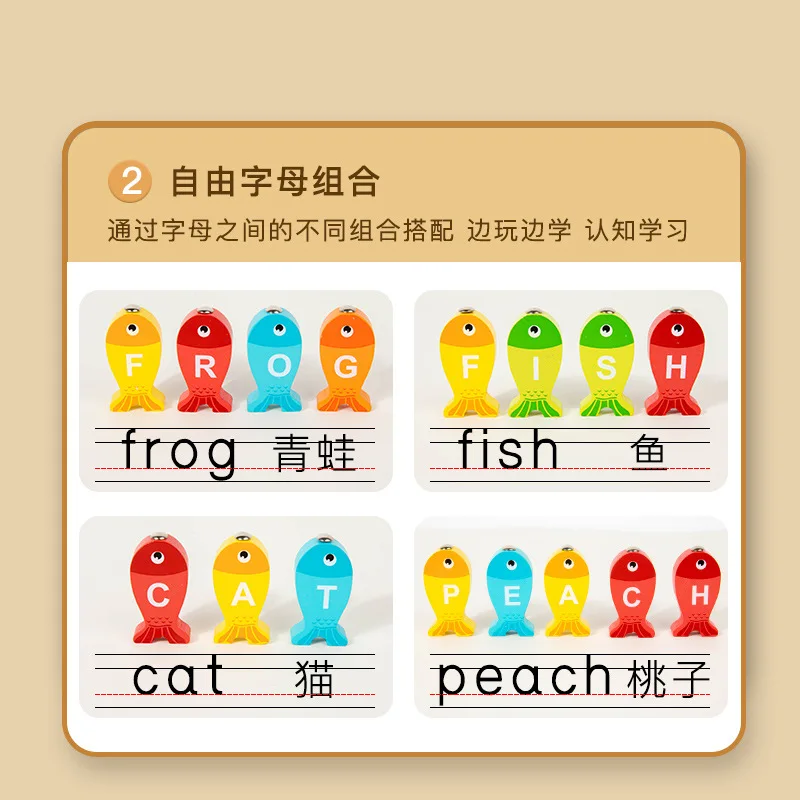 Giocattoli educativi per bambini Giochi di pesca magnetici Giocattoli di pesca cognitivi alfanumerici in legno Gioco genitore-figlio dell'asilo