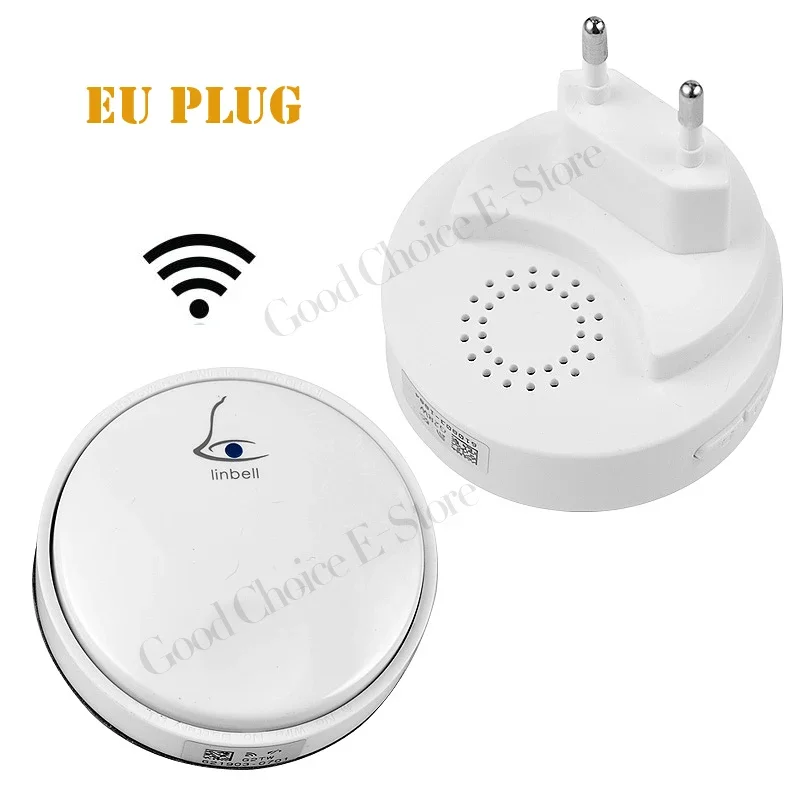 Wireless Cordless Doorbell Remote Door Bell Chime,No need battery,Waterproof,EU/US/UK Plug 110-240V,Two Buttons and Two Receiver