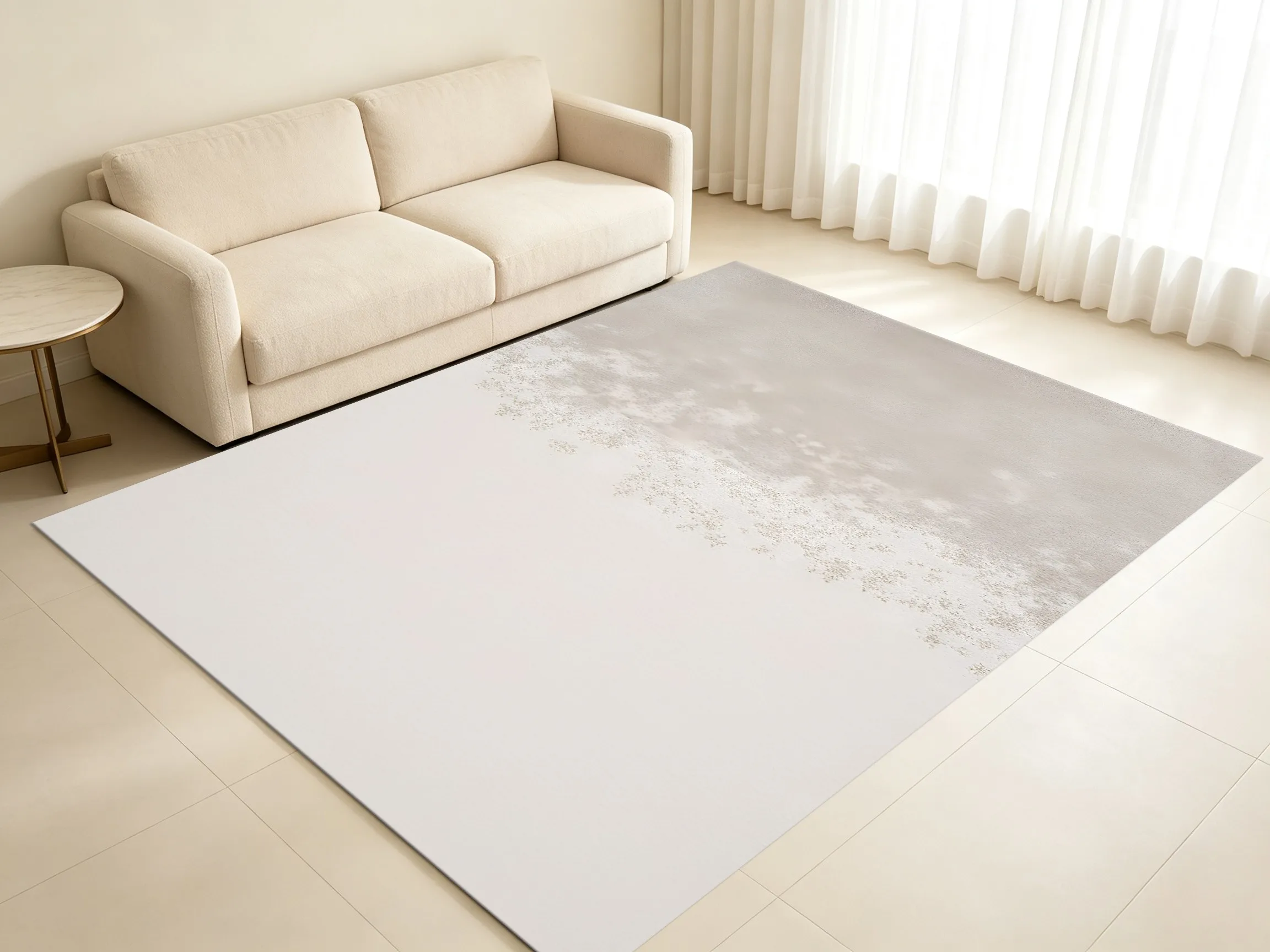 Velvet Rug Creamy White Gradient Flowing Sand Pattern for Living Room Bedroom Bedside Home Decor