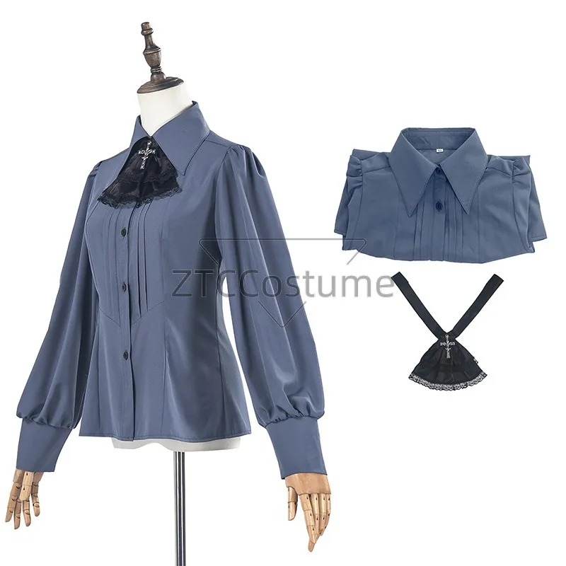

Женская рубашка для косплея в стиле Лолиты с длинными рукавами и галстуком, винтажные топы эпохи Возрождения с рюшами в виде лотоса, пиратские сценические топы для косплея