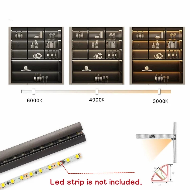 V-Type Tube Led Strip 12v Aluminum Profile for Bedroom Cabinet Kitchen Closet Showcase with Sillicone Bar Light Indoor Lamps