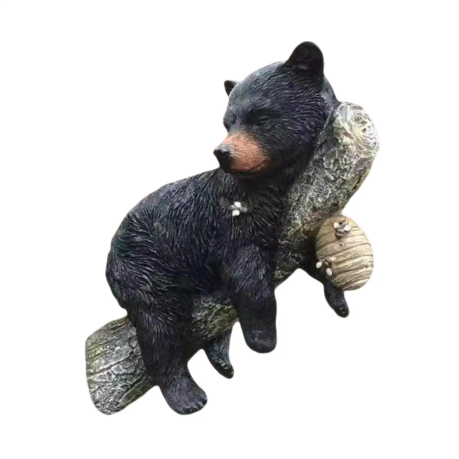 Garden Bear Ornament Resin Figurine Tree Peeker Animal Statuette Outdoor Tree Decoration for Courtyard Yard