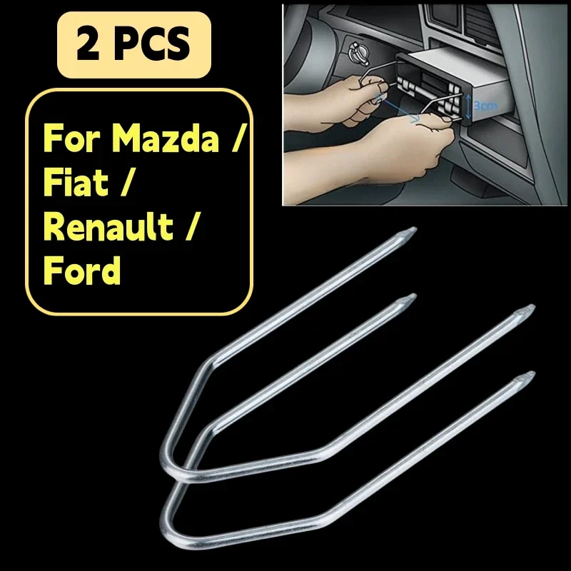 2Pcs Car Stereo Radio Removal Keys CD Changer Disassembly Tool Fit  for Mazda For Fiat For Renault FOR Ford Car Accessories