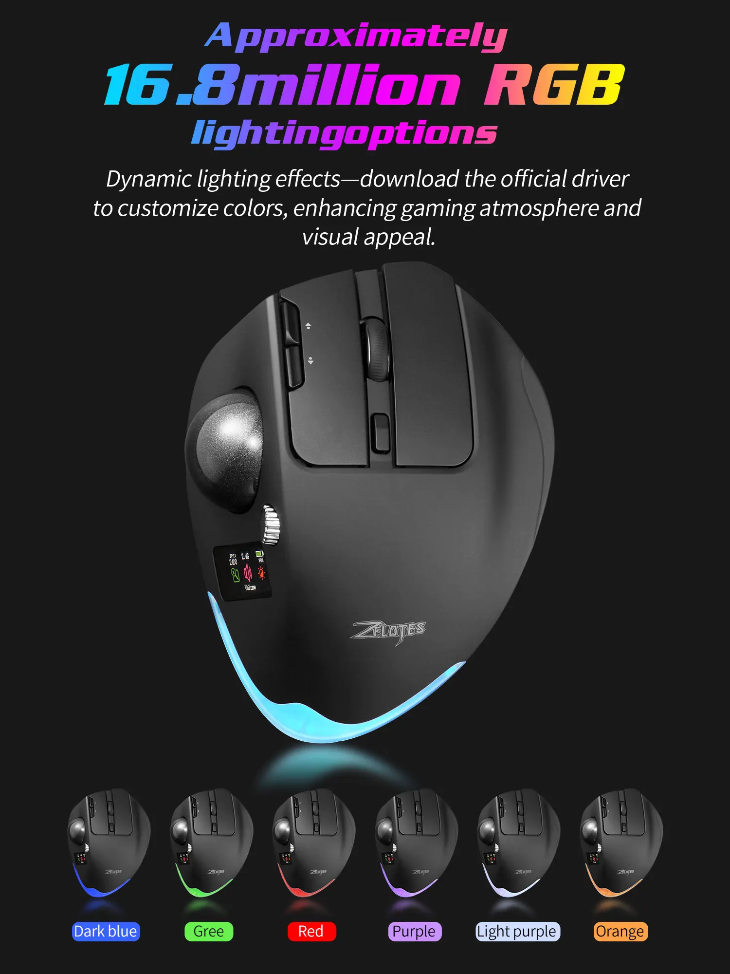 Lefon F33Pro Trackball Ergonomic Mouse 2.4G Wireless Mouse Rechargeable Bluetooth Programmable Mice for PC Office Drawing