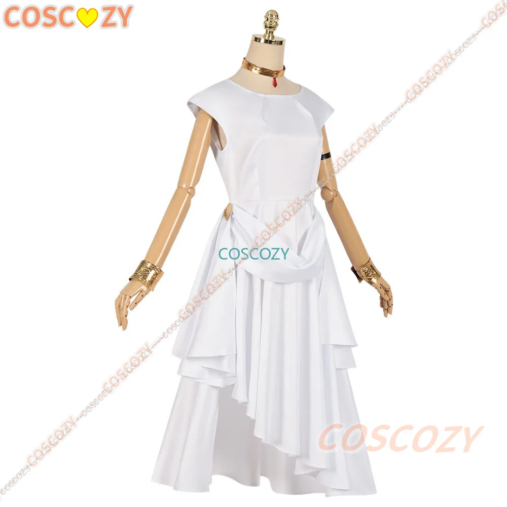 Anime Sousou No Frieren Flamme Cosplay Kostüm Cosplay Frieren Meister weiß langes Kleid Ohrringe Halskette Set Frau Kleidung