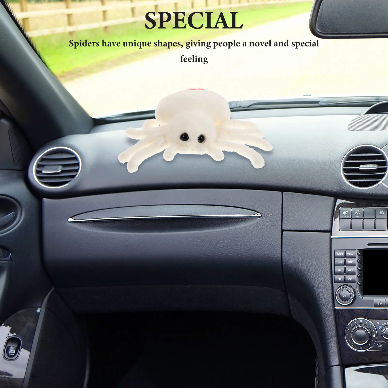 

Red-Tailed Spider Stuffed Animal Soft White Comforter Halloween Party Decorations Car Hanging Interior Charm