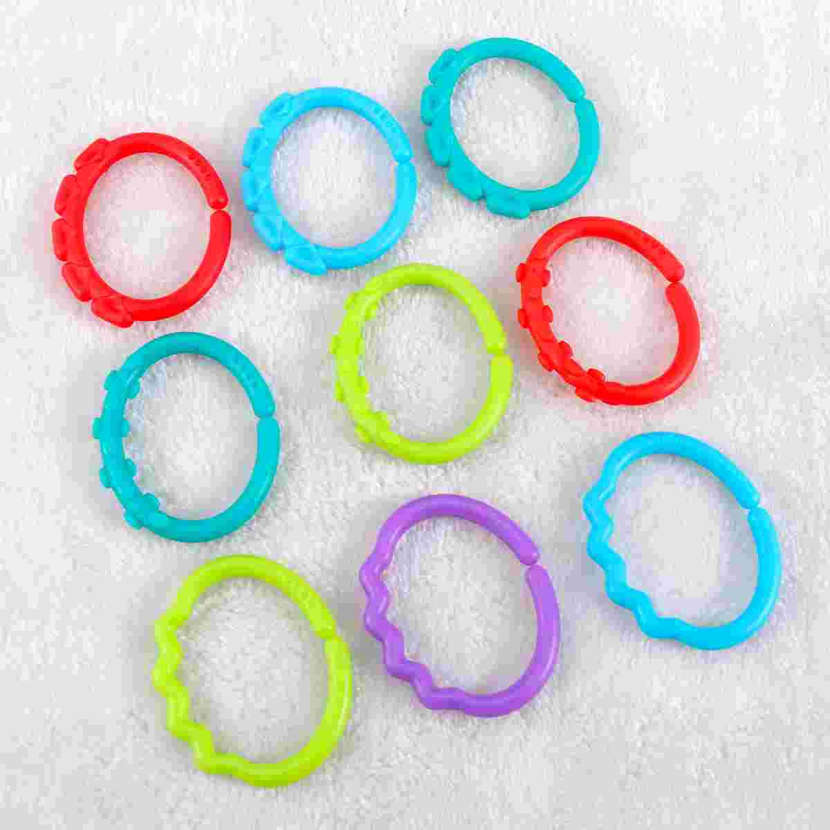 24 Pcs Toys for Babies Teether Rattle Baby Ring Links Infant Rings Stroller Rubber