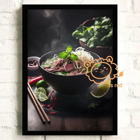 Asiatisk Pho Nudelsoppa Poster Kinesisk restaurang Nudelbutik Inredning Canvastryck Hemväggkonst Dekoration Ramlös målning 10 best sales pho - №6