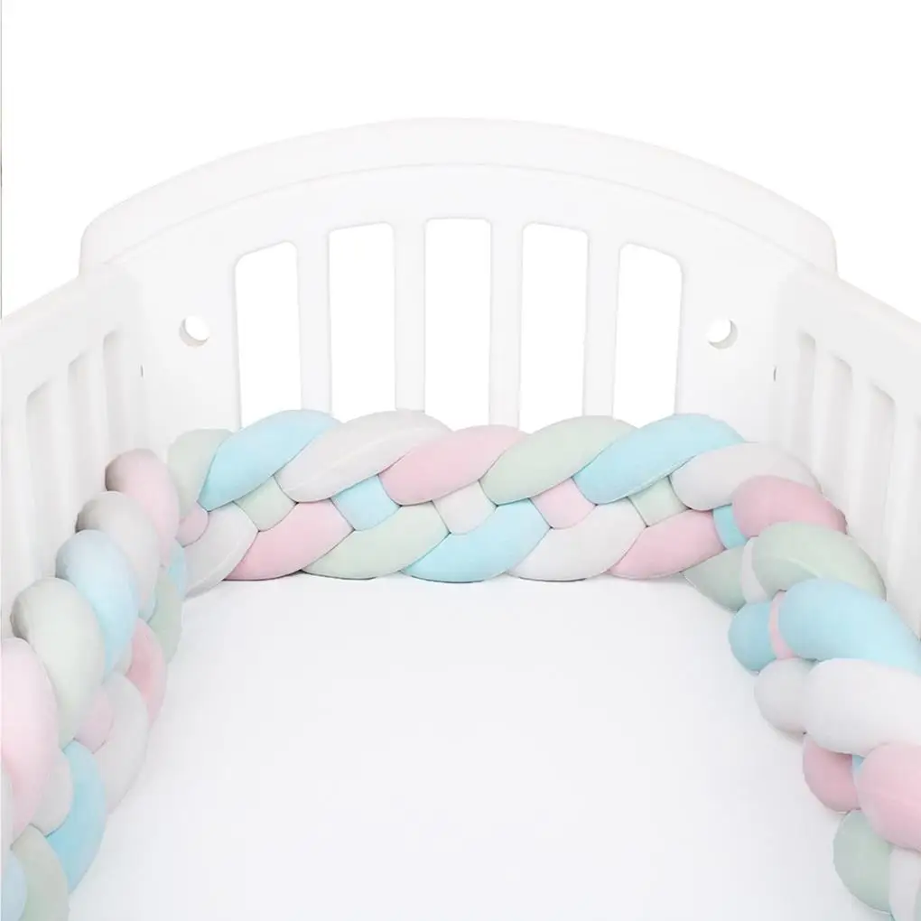 Parachoques para cama de bebé, Protector de algodón suave para cuna, brazo, pierna, valla, almohada de guardería, cojín para niños y niñas, 180cm