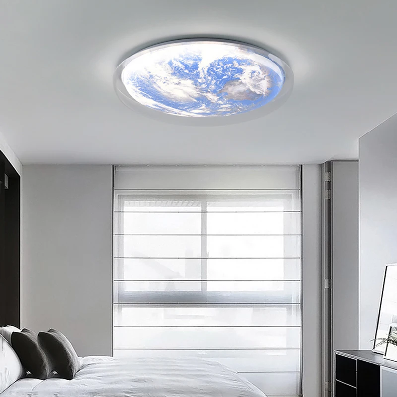 

Креативные потолочные светильники Moon Blue Planet 32 см 40 см 50 см 60 см Потолочный светильник для спальни Балкон Гостиная Прихожая Балкон Проход Лампа