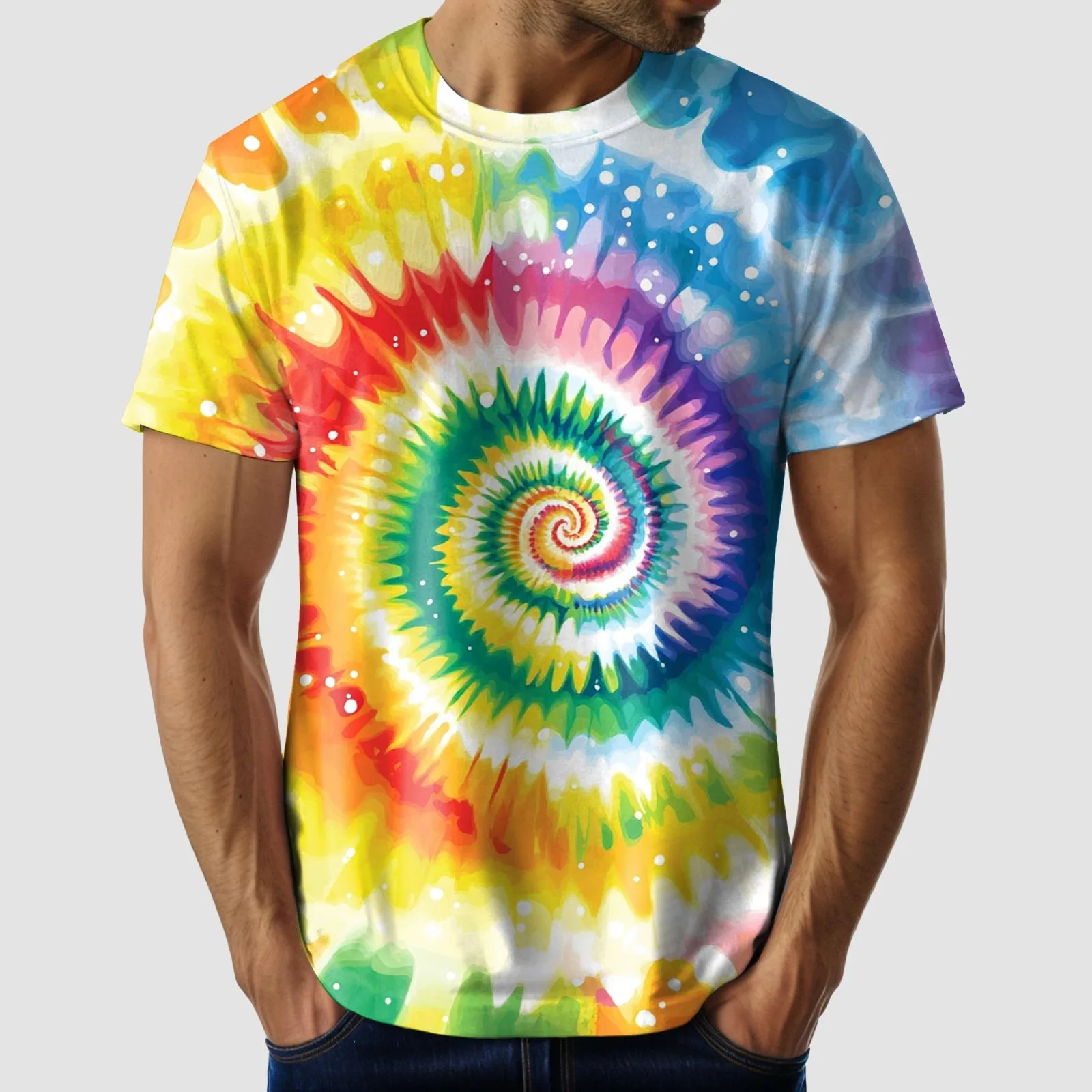 

Модная футболка с принтом Tie Dye, красочная вихревая одежда с 3D принтом, мужская летняя футболка с короткими рукавами для мужчин, спортивная мужская одежда