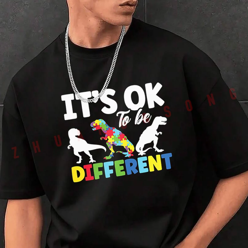 

Its Ok To Be Different Tshirt Men Crew Neck Tops Black New Mens Hip Hop O-neck Tee Shirt Motorcycle Casual T-shirt